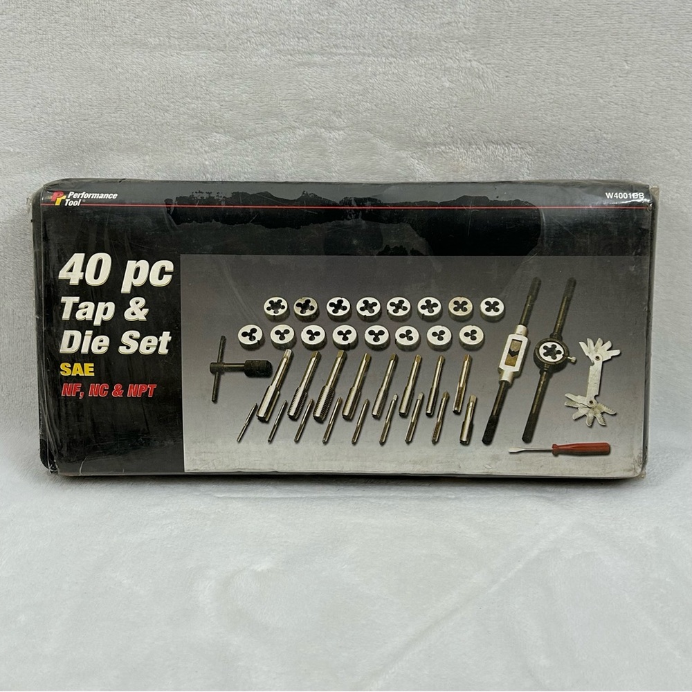 Performance Tool 40 pc Master SAE Tap and Die Set 4-40 to 1/2" #W4001DB
